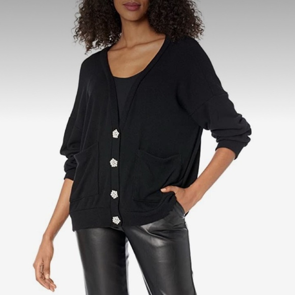 Michael Lauren  - Quimby Oversized Cardigan with Crystal Buttons - NEW